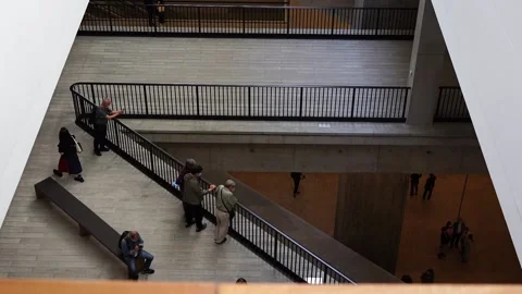 Slow motion of people in museum Stock Footage 166183941