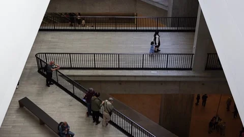 Slow motion of people in museum Stock Footage 166183942