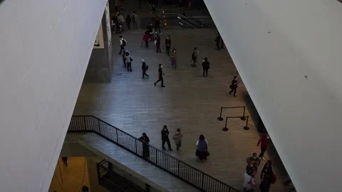 Slow motion of people in museum Stock Footage 166183978