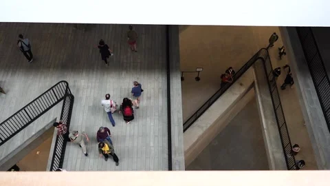 Slow motion of people in museum Stock Footage 166183984