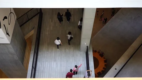 Slow motion of people in museum Stock Footage 166183989