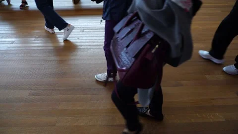 Slow motion of people in museum Stock Footage 166183993