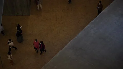 Slow motion of people in museum Stock Footage 166184009