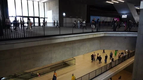 Slow motion of people in museum Stock Footage 166184012