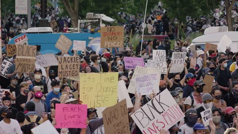 Slow motion of people on a protest, BLM, Hollywood, LA, June 2020 스톡 동영상 135341605