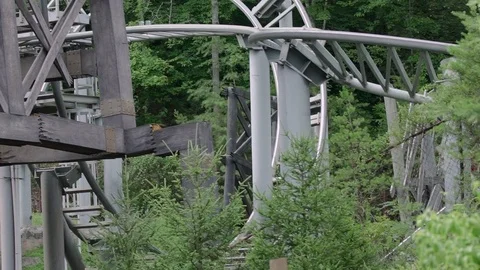 SLOW MOTION: People riding the roller coaster 4k Stock Footage 76544817