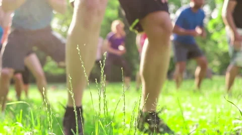 Slow motion of people running on the spot Stock Footage 59111612