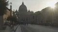 Slow motion of people walking street near St Peter's Basilica church in Vatican HD Footage