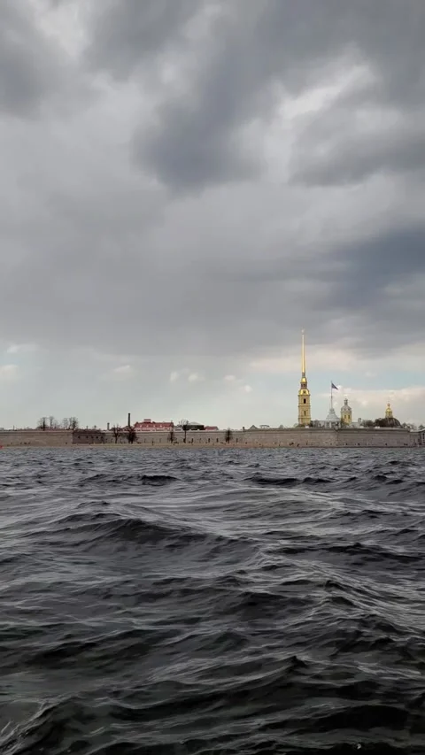 Slow motion of Peter and Paul fortress in St Petersburg, Russia (vertical shot) Stock Footage 192875158