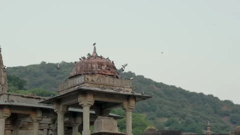 Slow Motion Pigeons Flying to Temple Tower, Panna Meena Kund Jaipur, Cinematic 스톡 동영상 330256142