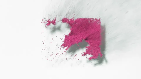 Slow-motion pink powder on white background for blush Stock Footage 340003535