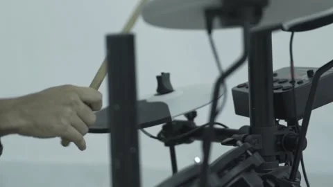 Slow Motion Playing Electric Drums Stock Footage 300724531