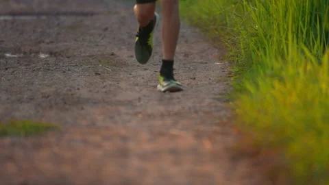 Slow motion pleple running on sunset in rarul Stock-Footage 219378213