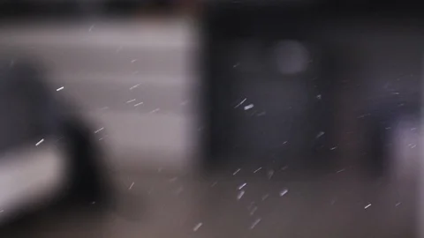 Slow motion of PM 2.5 and other dust in dark bedroom Stock Footage 102186977