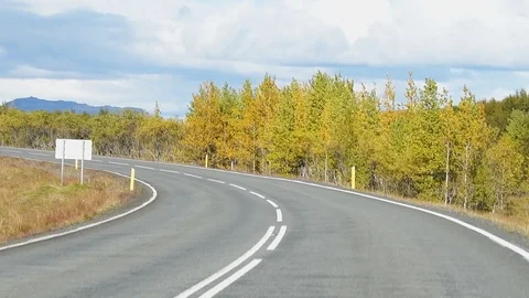 Slow motion point of view car driving on golden circle in Southern Iceland Stock Footage 106724798