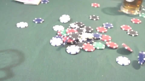 Slow Motion Poker Chips Falling on table Stock Footage 46759492