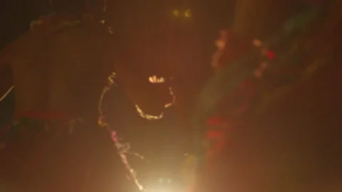 Slow motion of polynesian native people performing At Luau at night Stock Footage 219593701