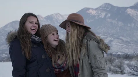 Slow Motion Portrait Of Group Of Teens Laughing And Smiling Stock Footage 72322648