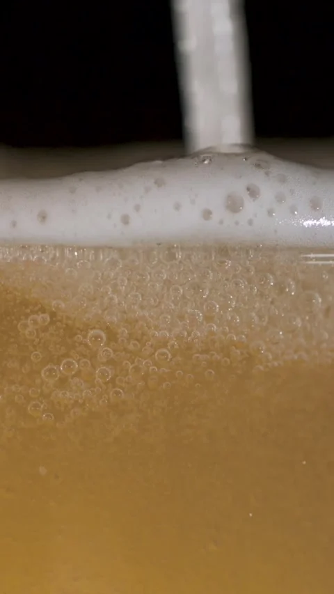 Slow motion pouring beer with foam and bubbles in a glass Stock Footage 340482599