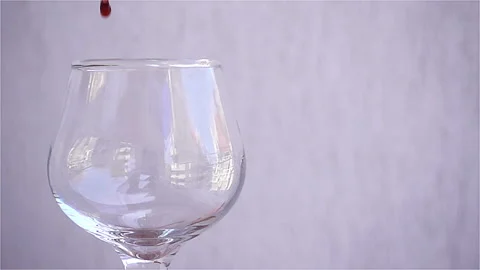 Slow motion pouring red wine into an empty glass. Stock Footage 117338068