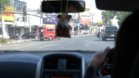 Slow motion pov drive in the old city Stock Footage 123724996