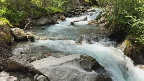Slow Motion: Powerful Waterfall in the Austrian Alps, Koenigsleiten, Salzac.. Stock Footage 329556971