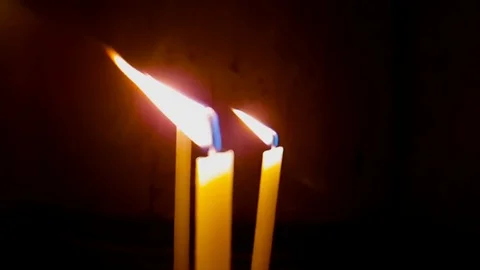 Slow motion prayer candles. Slowdown 4 times. Stock Footage 85435926