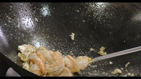 Slow-Motion Preparation of Gourmet Peruvian Shrimp Fried Rice Stock Footage 291313923