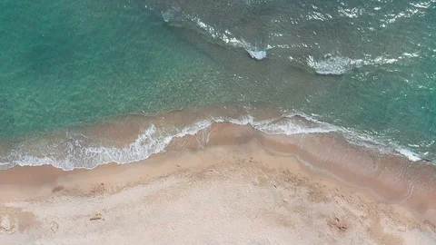 Slow-motion pristine tropical beach aerial top down 2 库存影片 112714497