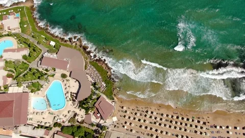 Slow-Motion Pristine Tropical Beach Aerial Top Stock Footage 144123563