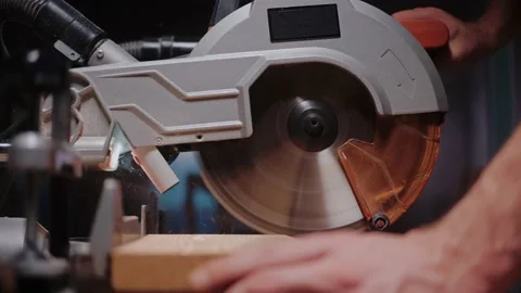 Slow motion process of cutting a wooden board on circular saw Video stock 170502396