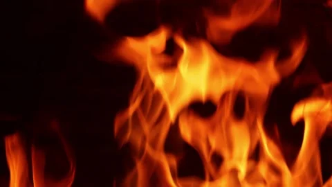 Slow Motion Pure Flames Close Up - 16:9 Isolated Fire Element Stock Footage 339089958