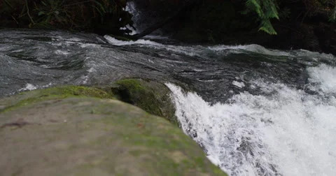 Slow motion push of top of Whatcom falls Stock Footage 57706592