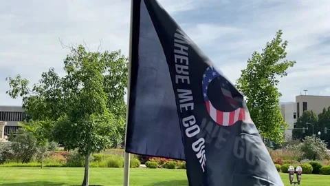 Slow motion of QAnon, flag flying Vídeos de archivo 134552266