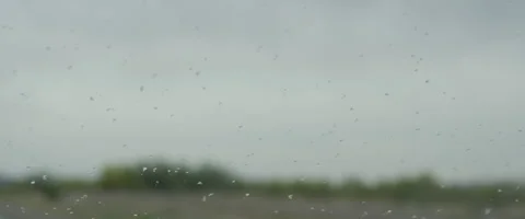 Slow Motion Rain Dripping Down the Car Window Stock Footage 61468401