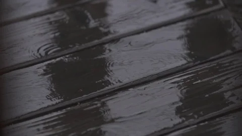 Slow Motion Rain Drops on Floor Stock Footage 76971689