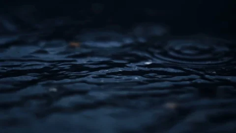 Slow Motion Rain Drops With Ripples In Puddle Stock Footage 91712900
