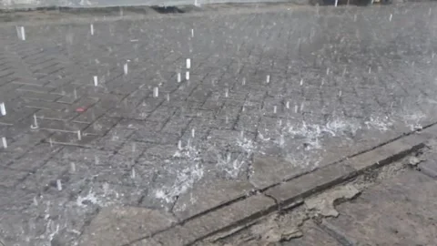Slow motion the rain is falling very hard Stock Footage 273021750