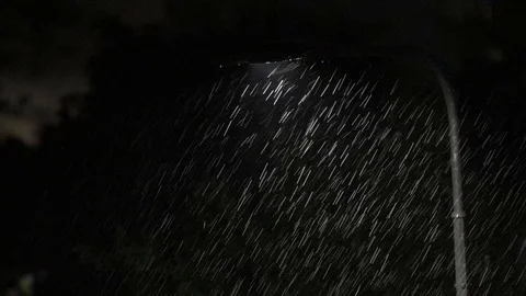 Slow motion - Rain at night Stock Footage 89570748