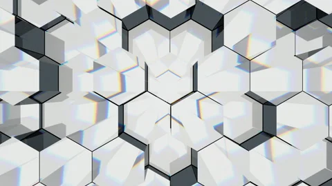 Slow motion of rainbow white hexagons on a dark background. Stock Footage 124553023