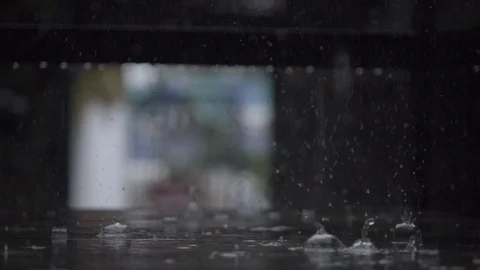 SLOW MOTION : Raindrop falling on ground Stock Footage 94907482