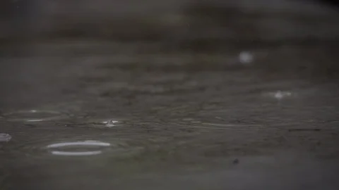 SLOW MOTION : Raindrop falling on ground Stock Footage 94907584