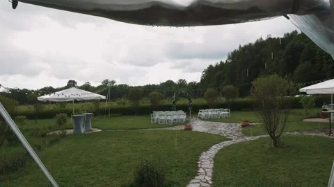 Slow motion. Raindrops fall to the ground. Summer Stock Footage 146157280