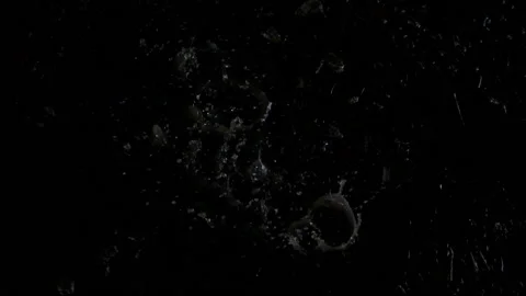 Slow motion raindrops fall into a large puddle as a background. Stock Footage 114295410