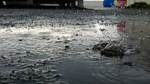 Slow motion of raindrops falling to the floor 스톡 동영상 298506218