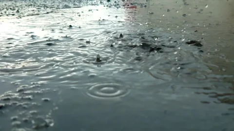 Slow motion of raindrops falling to the floor Stock Footage 298506221