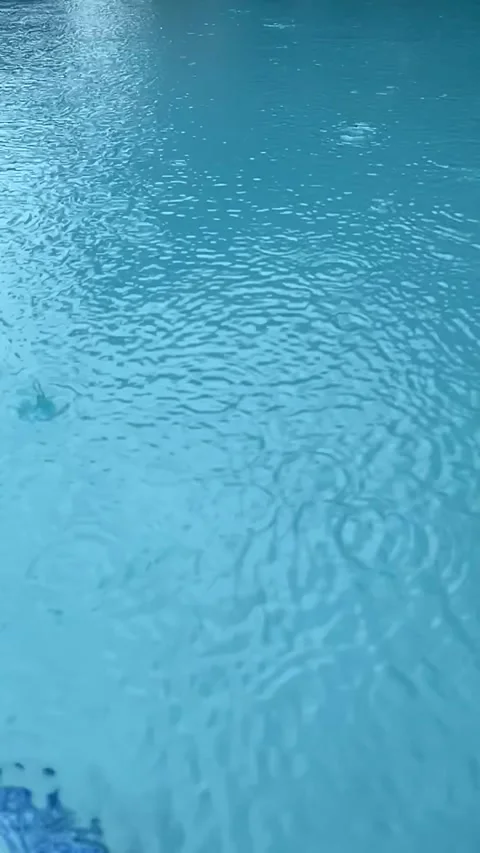 Slow motion of raindrops falling over water Stock Footage 321209150