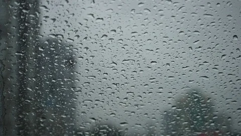 Slow motion of rainy day view during car windshield Stock Footage 76179172