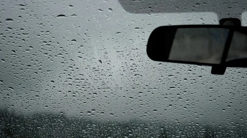Slow motion of rainy day view during car windshield Stock Footage 76179206