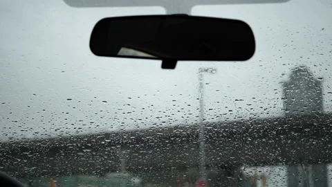 Slow motion of rainy day view during car windshield 스톡 동영상 103982475
